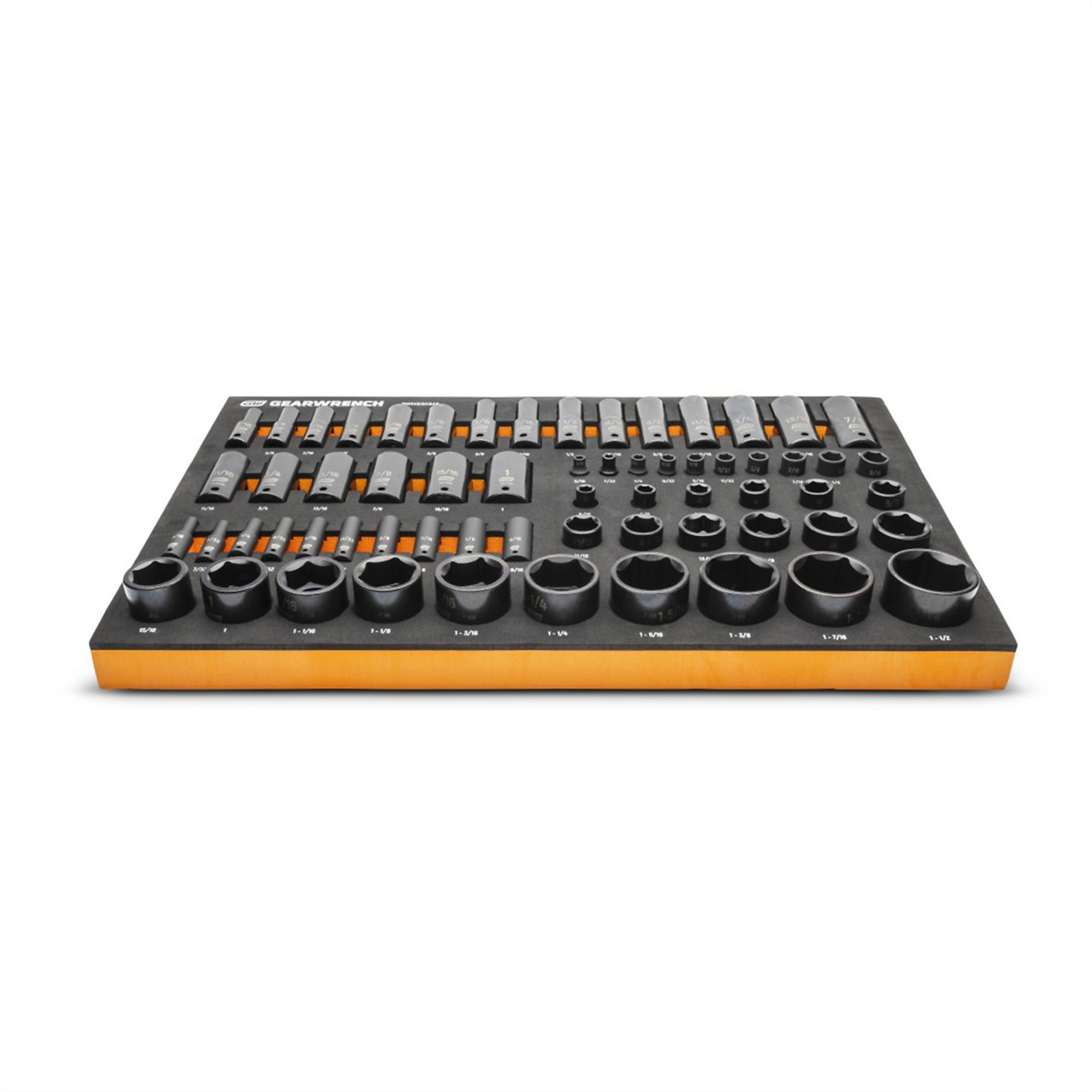 GearWrench Impact Socket Set — 63-Piece, SAE, 1/4in., 3/8in., 1/2in. Drive, Standard and Deep, Model# KDTGWMSISKSAE
